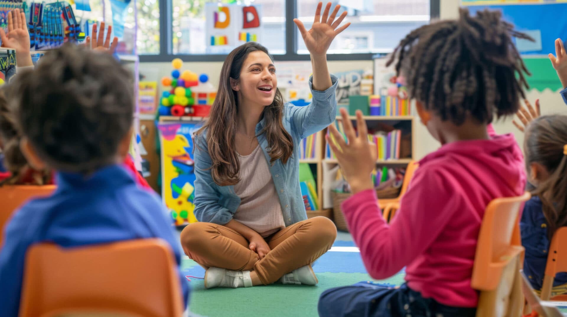 A Creation Kingdom teacher smiling with her students