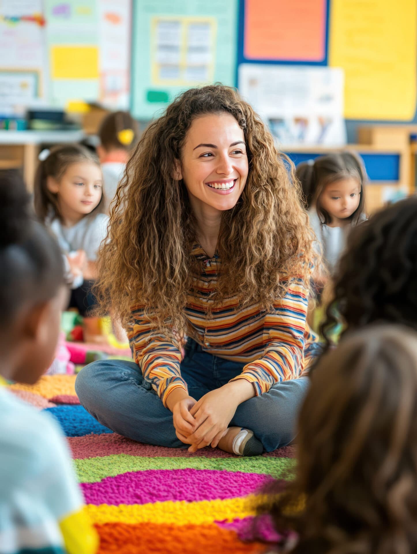 A Creation Kingdom teacher sitting with her students